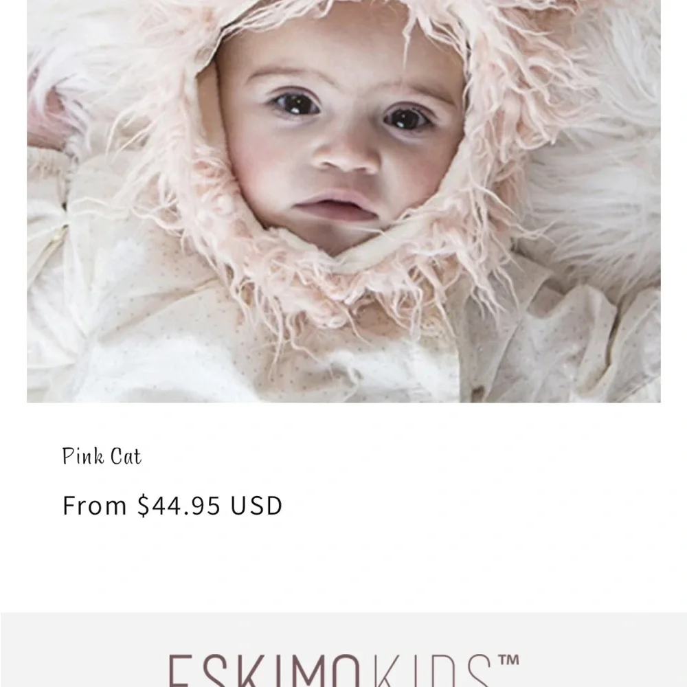 🌟Eskimo Kids🌟 Adorable Pink Cat Furry Baby Hat - Picture 2 of 5